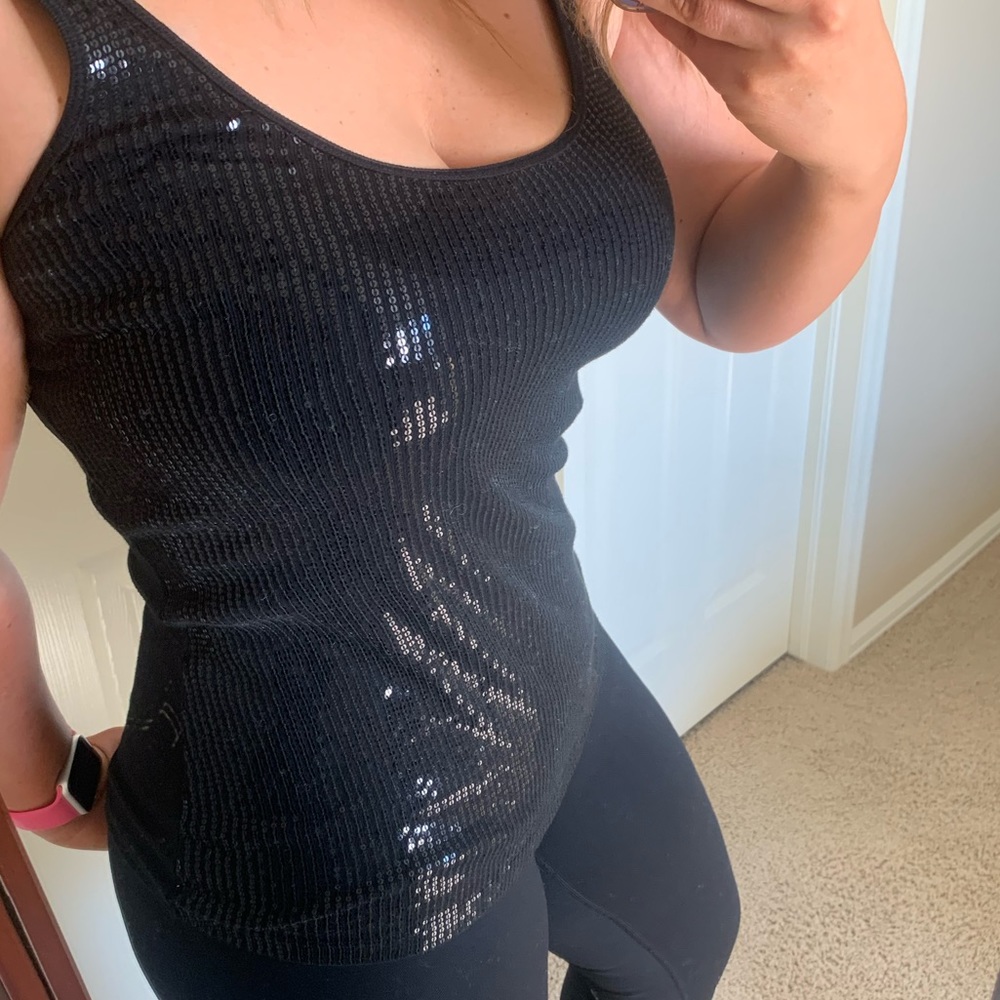 Express sexy basic black sequin tank